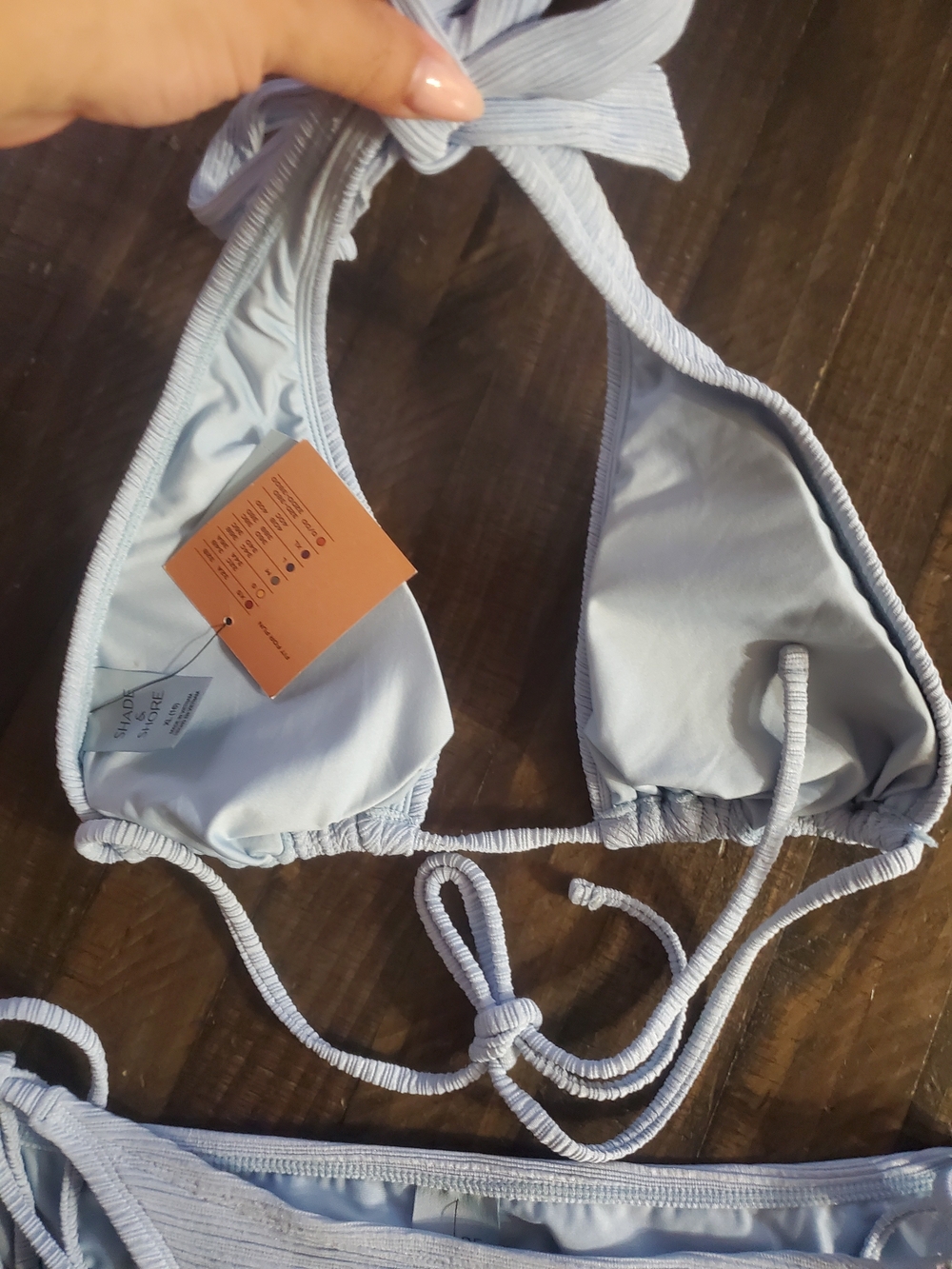 Shade & Shore Light Blue Ribbed Triangle Bikini Set - Picture 2 of 4